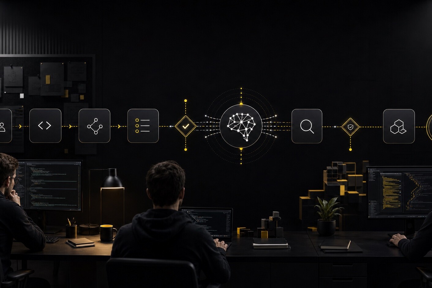 Dark editorial DataTip visual for: What AI Changes for DataTip Clients Now.