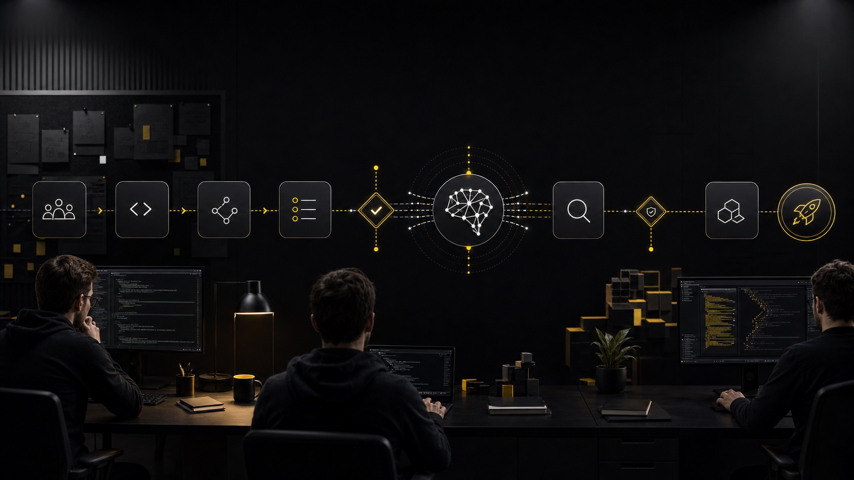Dark editorial DataTip visual for: What AI Changes for DataTip Clients Now.