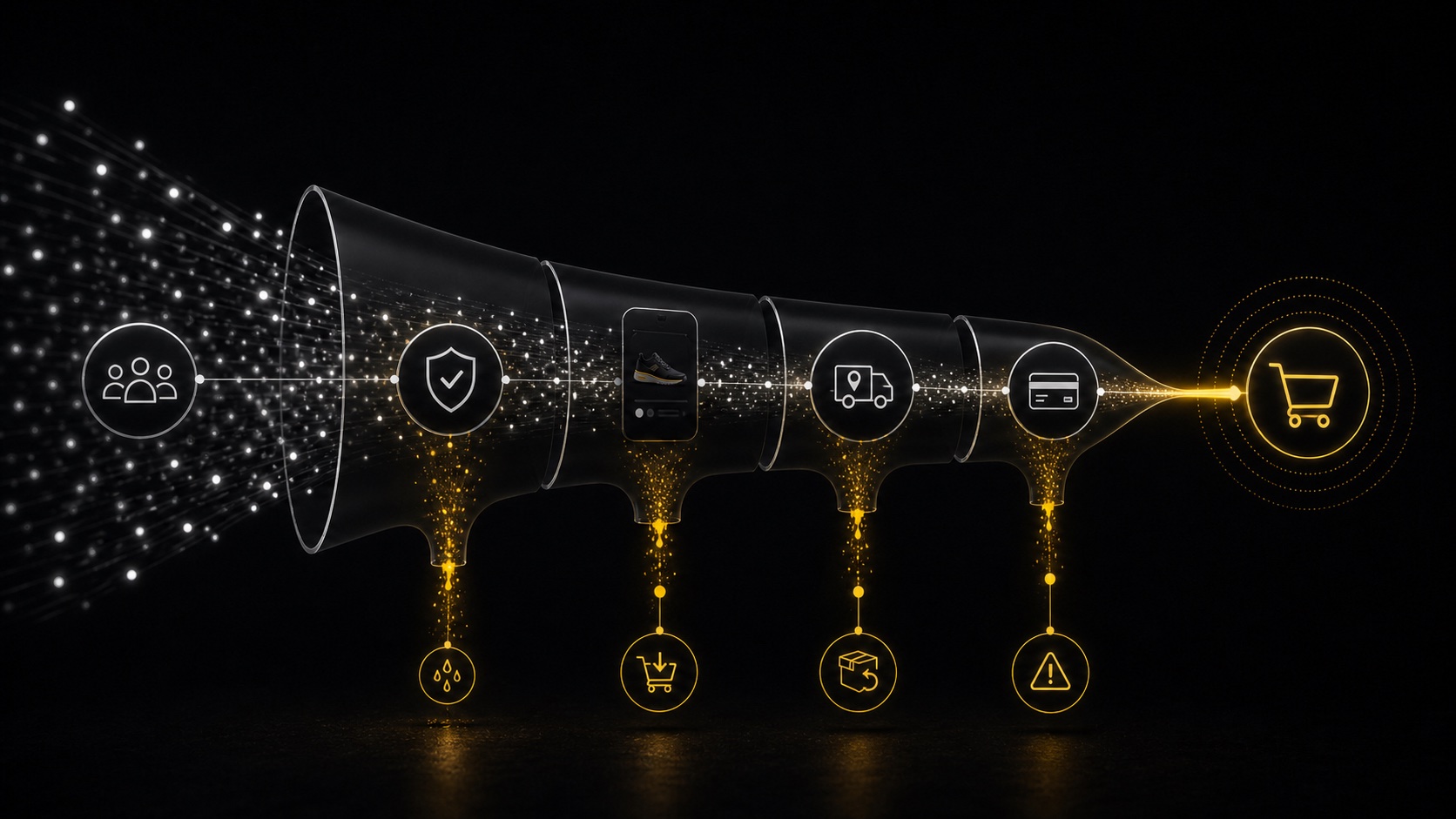 Dark editorial DataTip visual for: More Shopify Traffic Will Not Fix a Leaking Store.