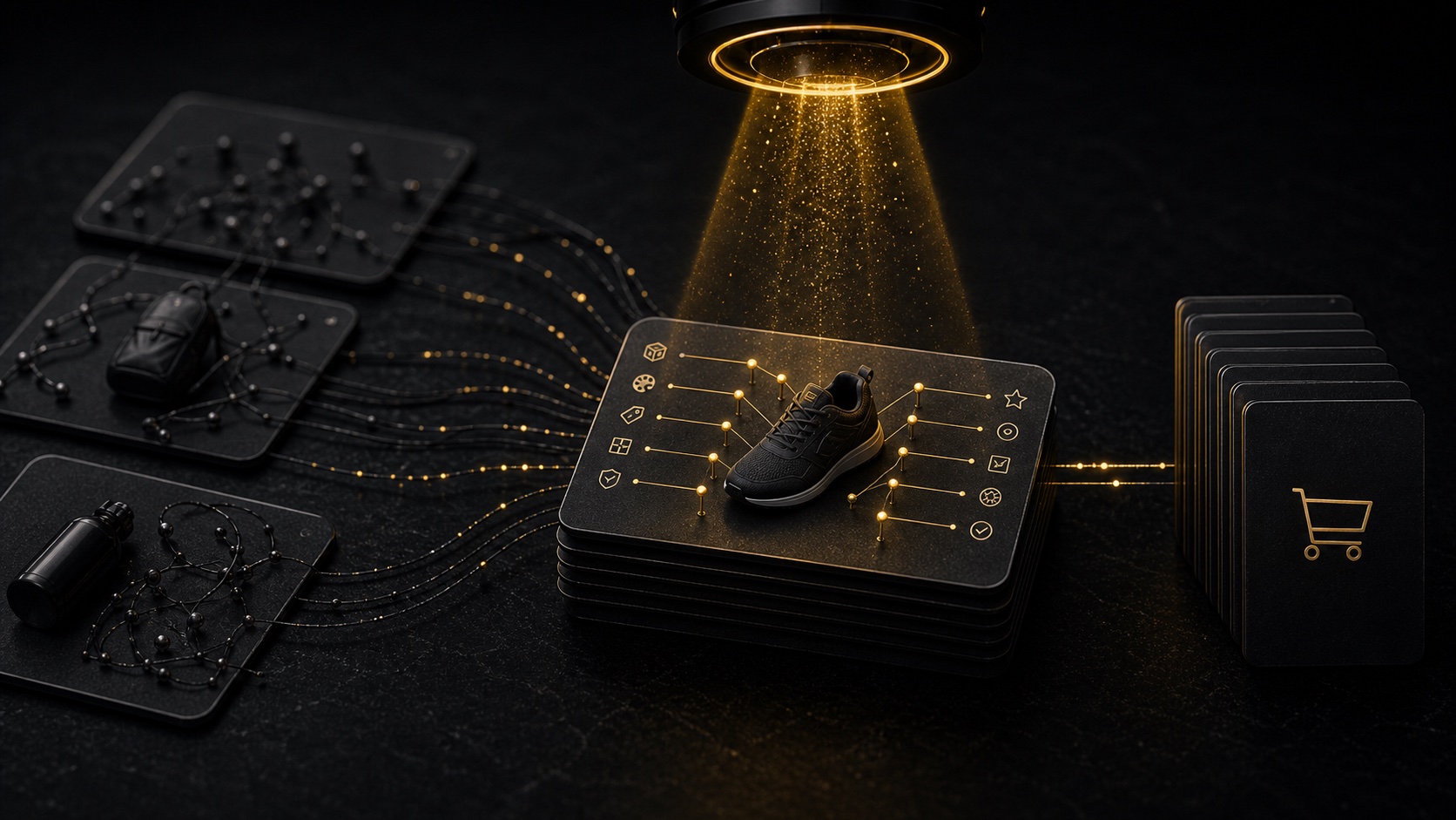 Dark editorial DataTip visual for: Agentic Commerce Will Reward Stores With Better Product Data.
