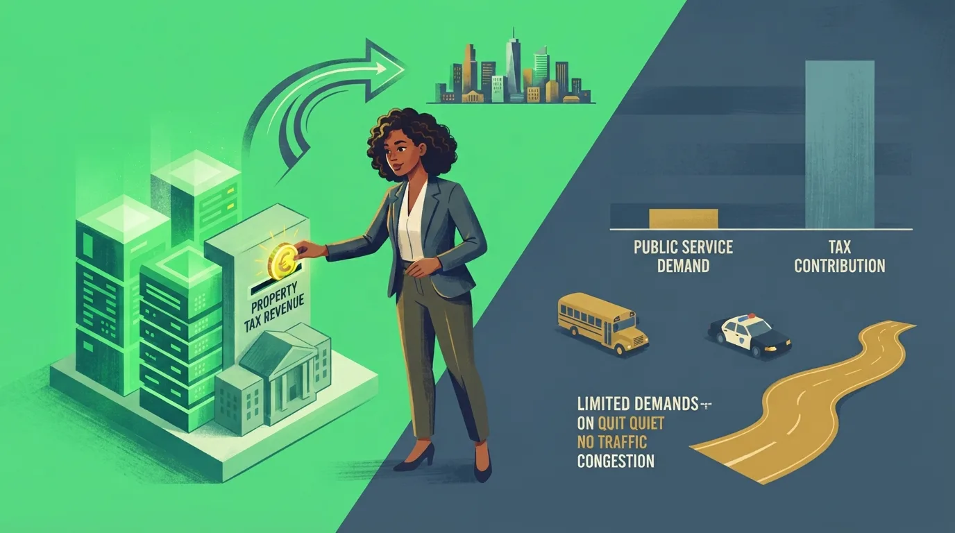 technical detail or mechanism: Supporters' case: land use, tax revenue, and comparatively limited demands on public services